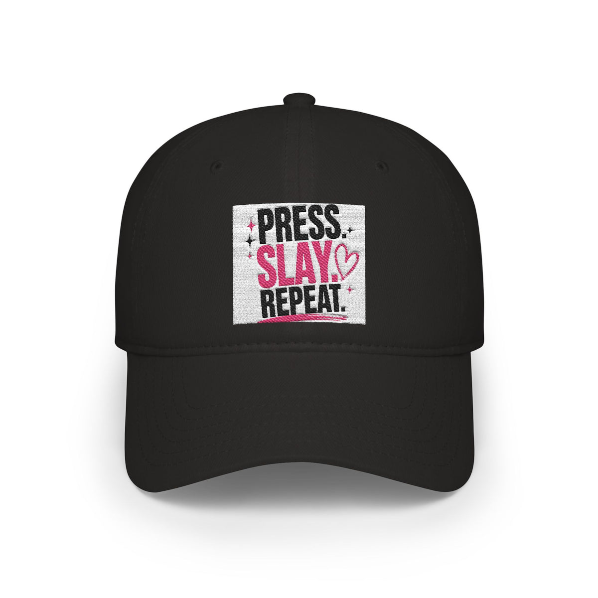 Press Slay Repeat Baseball Cap — Trendy Makeup Artist Hat