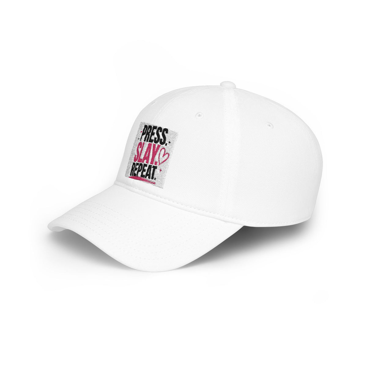 Press Slay Repeat Baseball Cap — Trendy Makeup Artist Hat