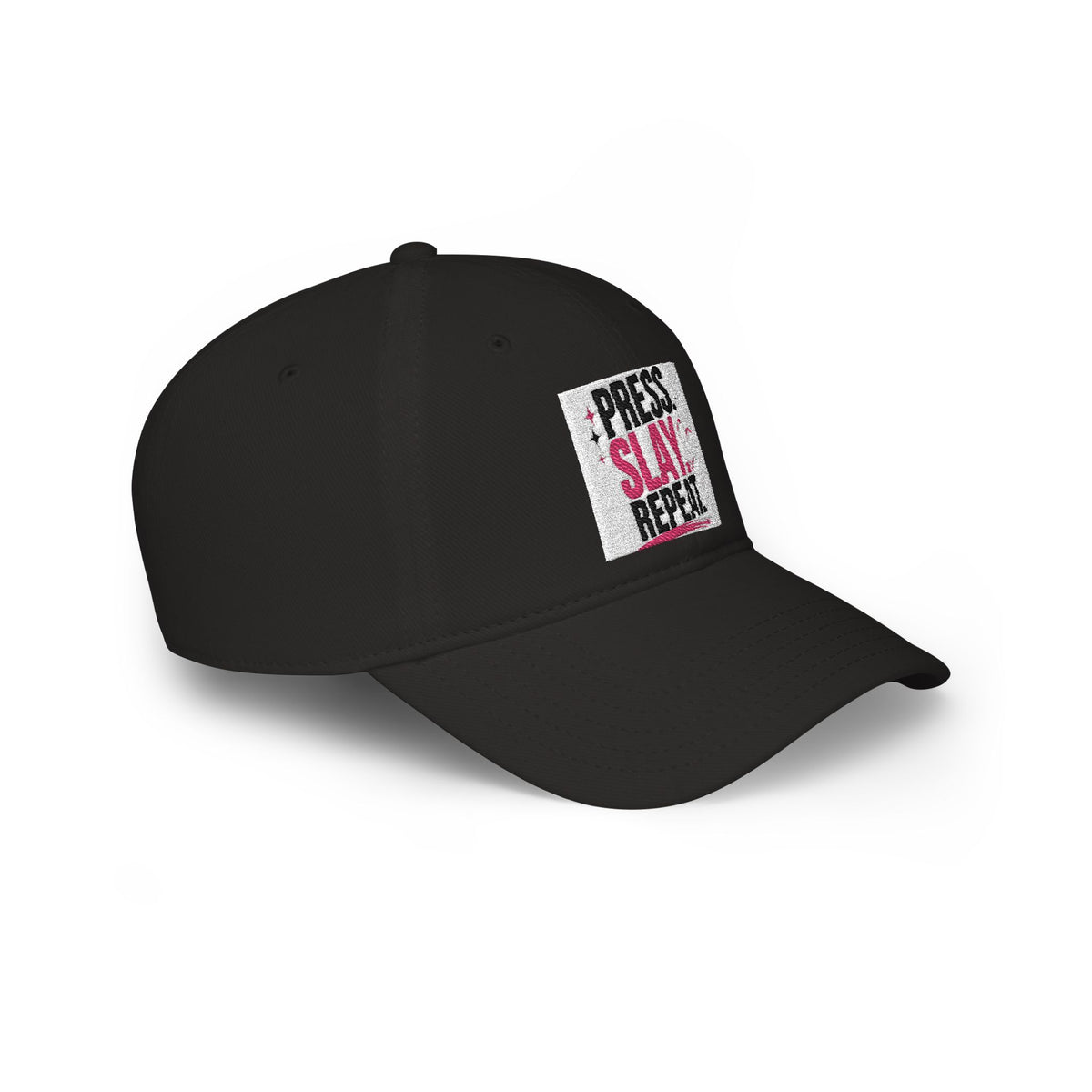 Press Slay Repeat Baseball Cap — Trendy Makeup Artist Hat