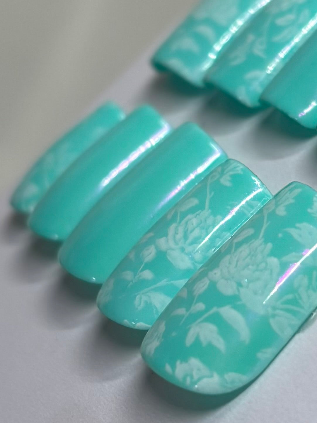Turquoise Bloom Press-on Nails