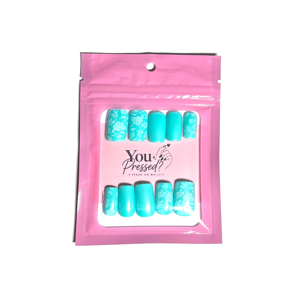 Turquoise Bloom Press-on Nails